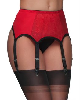 6 Strap Suspender Belt Lace Front Panel